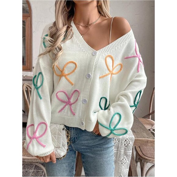 Women's Knitted Acrylic Oversized Cardigan Long Sleeve Button Up Fall Cozy - Picture 6 of 6